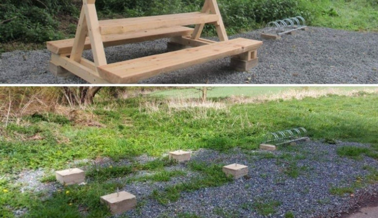 Nová odpočívka nevydržela na cyklostezce ani rok, minulý týden ji někdo ukradl
