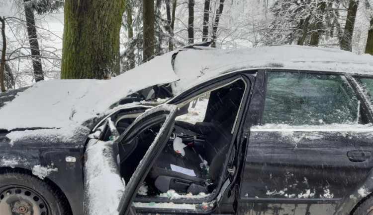 Na auto spadla větev, jeho řidič poté narazil do stromu. Dnes jsme kvůli nehodám posílili hlídky, říká policie