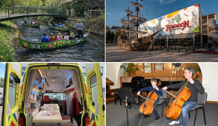 Apríl na Jihlavsku: Hotel v sanitce, gondoliér v zoo a plachetnice před Robinsonem